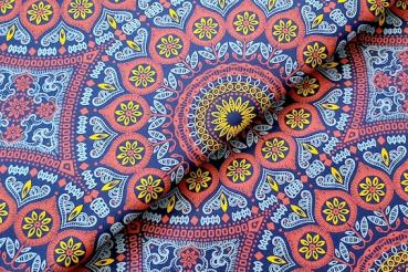 BLUE-YELLOW-ORNAMENT-Afrikanischer-Shweshwe-Stoff